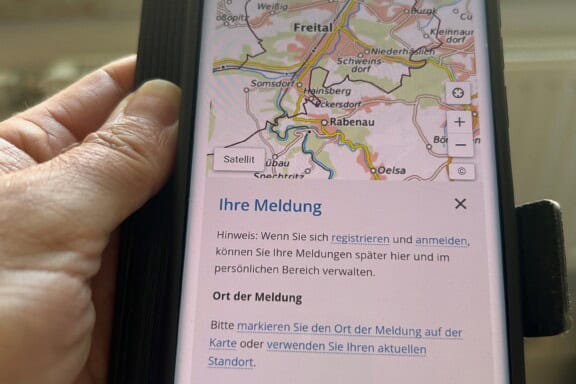 Beispielbild der Stadt Freital zur Einführung der Mängelmelderapp. Foto: Stadt Freital