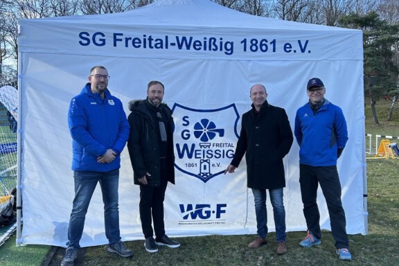 Ein neuer Pavillon der SG Freital Weißig 1861 e.V., gesponsert von der Wohnungsgesellschaft Freital mbH. Foto: WGF